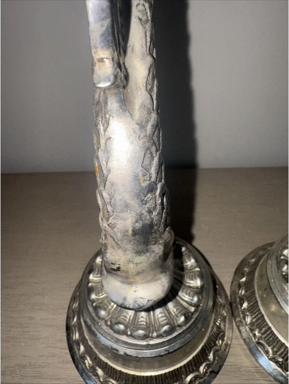 Hollywood Regency Style Silver Plated Dolphin Koi Fish Tall Candle Holders 16 in